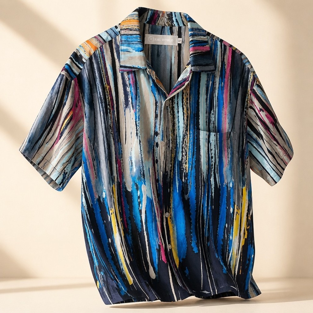 Vintage Jams World Aloha Shirt Floral Abstract Hawaiian Men's Large Rayon
